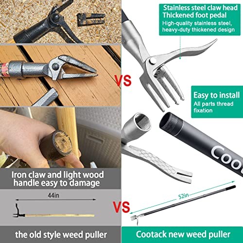 52'' Weed Puller with Long Handle Stand-up Hand Weeder Manual Weeding Tool gallery