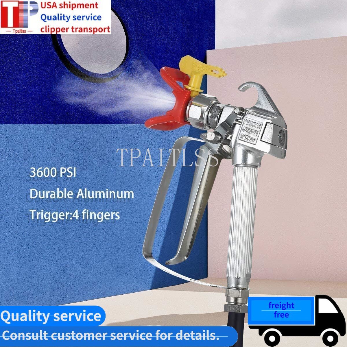 3600 PSI Airless Paint Spray Gun 517 Tip with 10 Inch Extension Pole Free Ship gallery