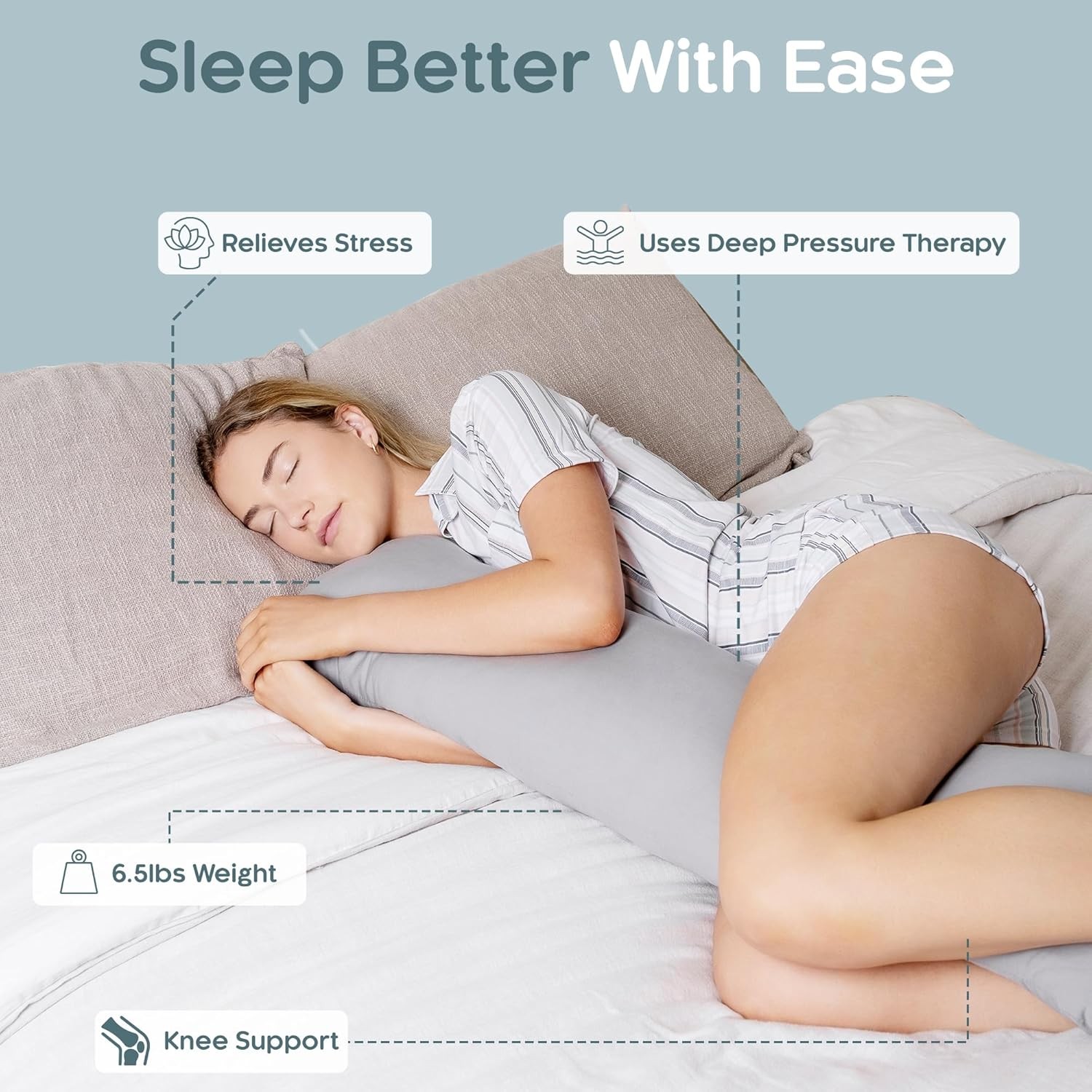 Weighted Pillow 6.5 lbs - Deep Sleep Weighted Pillow (41 inches x 10 inches) gallery