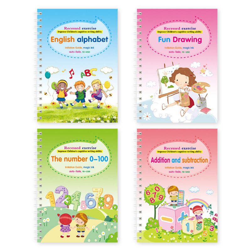 4pcs Calligraphy Practices Books Reusable Learning Math English Drawing Copybook gallery