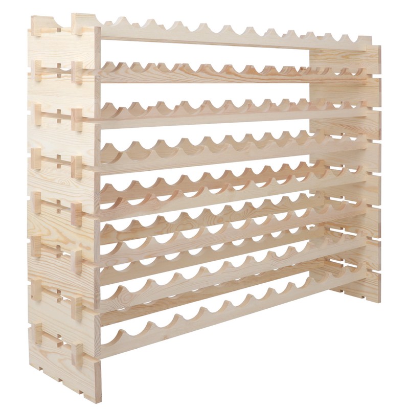 96 Bottles Holder Wine Rack Stackable Storage 8 Tier Solid Wood Display Shelves gallery