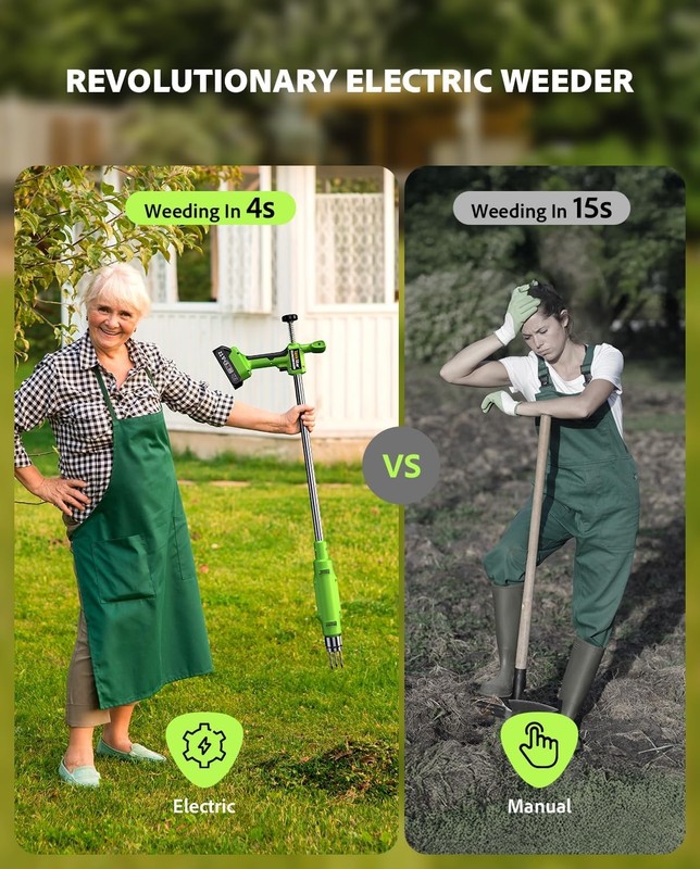 Electric Stand Up Weed Puller Tool 3Claw Steel Root Weeder Popper Noneed Bending gallery