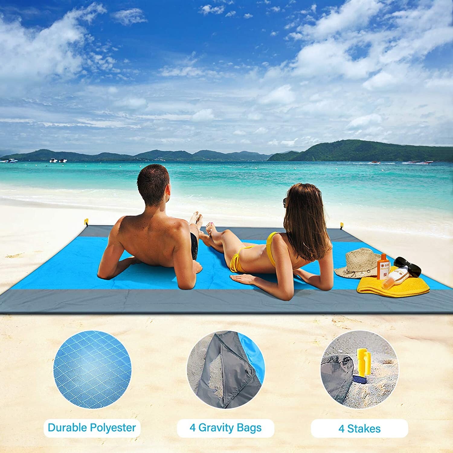 Beach Blanket, Sand Free Waterproof Picnic Blankets Oversized 83" X 79" gallery