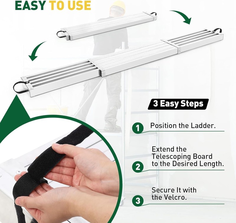 Aluminum Telescoping Work Plank 440Lb Extension Boards Adjustable Scaffold Plank gallery