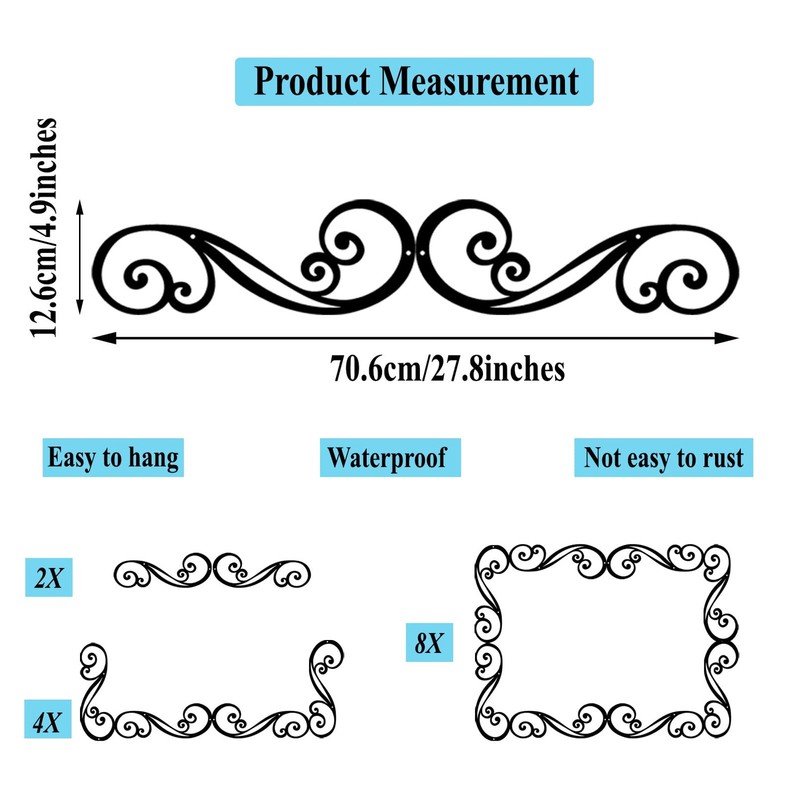 Metal Scroll Wall Art Decor Rustic Iron Wall Scroll Decorations Pair Scroll for gallery