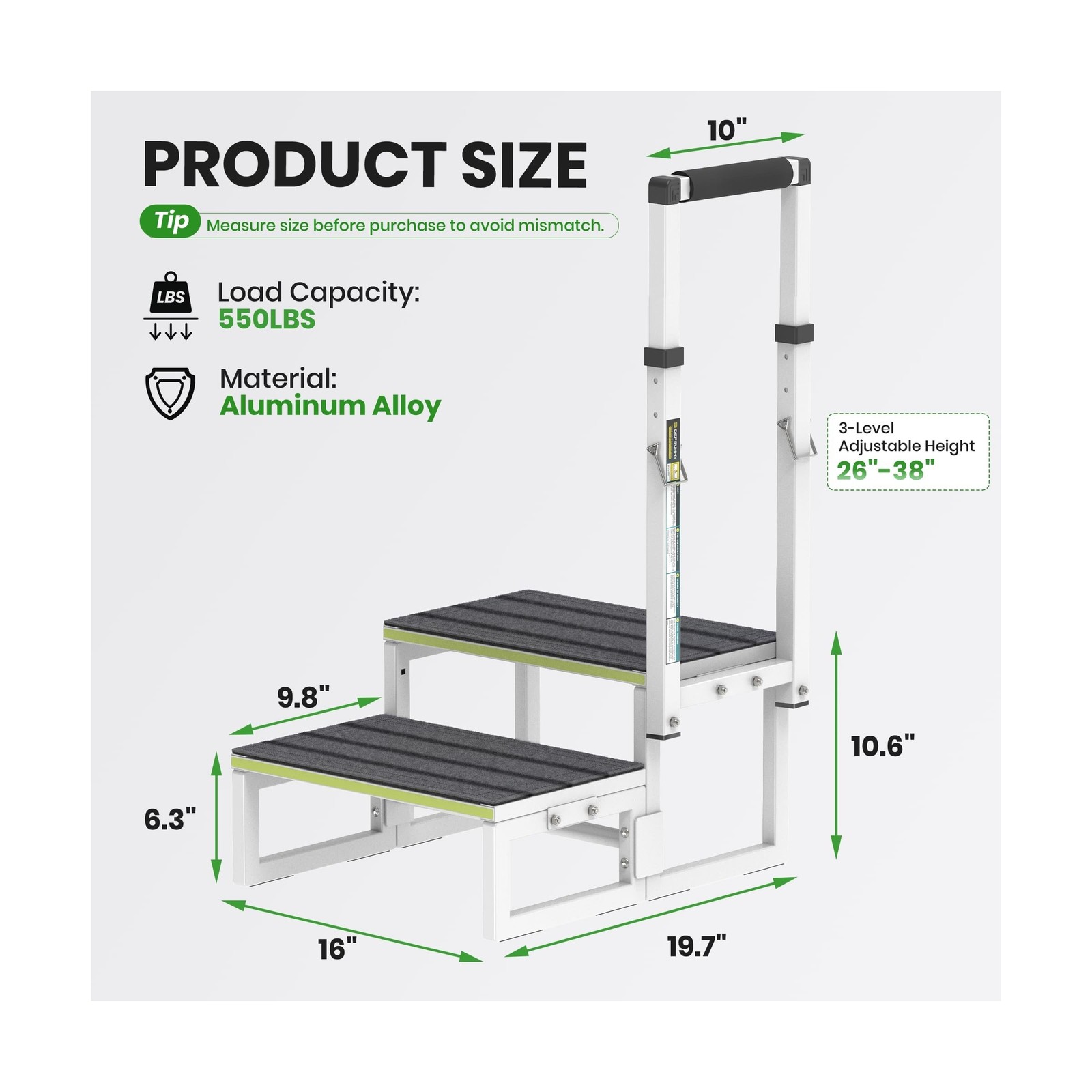 RV Steps with Handrail (26"-38"), Dual-Side Setup, Portable 2-Step RV Stairs ... gallery