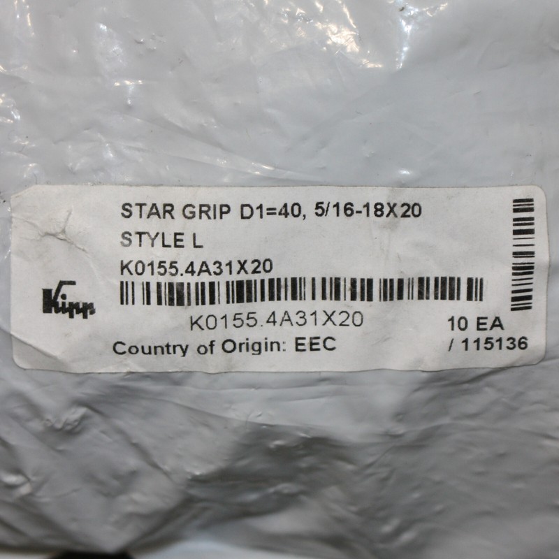 (30) Kipp Star Grip Hand Knobs K0155.4A31X20, 5/16"-18 x 20mm screw, 40mm x 25mm gallery