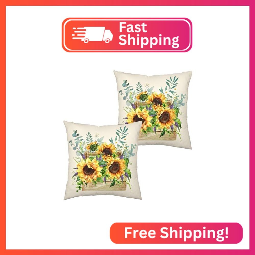 Kwlegh Spring Summer Floral Pillow Covers 24X24 Yellow Sunflowers Decorative Pil gallery