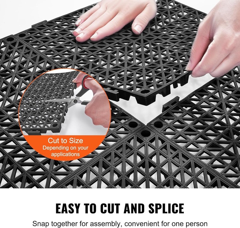 12-Pack 12x12 Interlocking Drainage Floor Tiles, Black gallery
