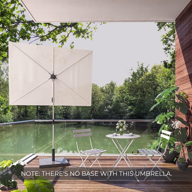 6x4 FT Rectangular Patio Umbrella, Beige, 360° Rotating Knob, Outdoor Shade gallery