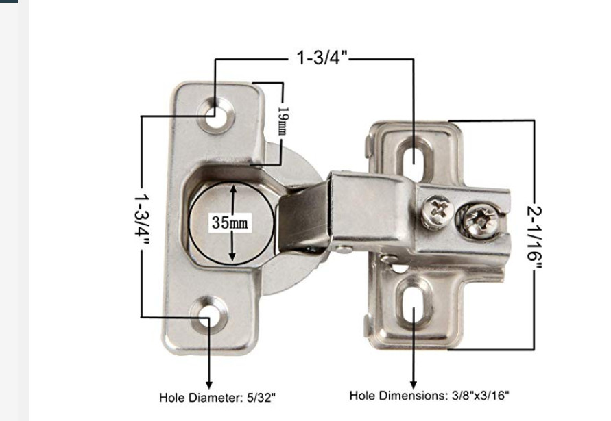 Face Frame Concealed Euro 105 Deg Self Closing Compact Cabinet Hing ( 6-50 Set) gallery