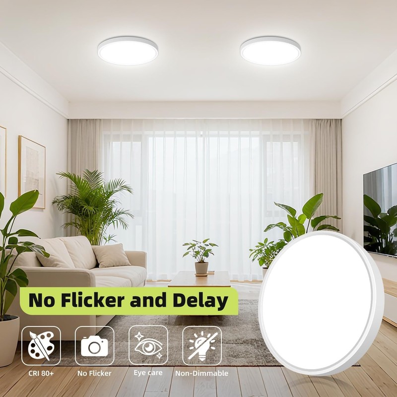 7 Inch White Flush Mount Ceiling Light, 15W 1800LM Ceiling Light Fixture,3000... gallery