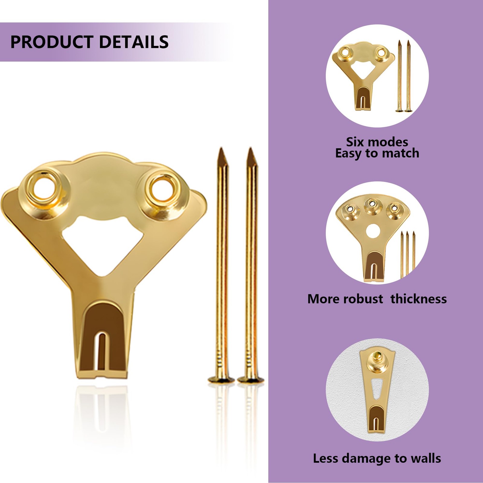 120Pcs Picture Hook Set in 6 Sizes (10LB/20LB/30LB/50LB/75LB/100LB) and 71pcs Na gallery