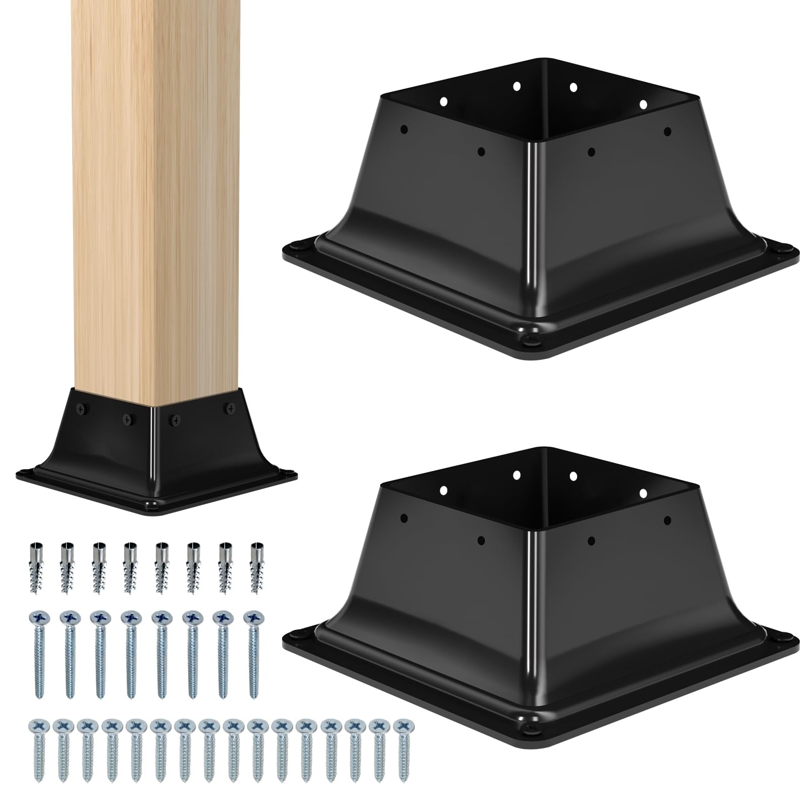 Vlaeng 4X4 Post Base 2Pc-Inner Size 3.6X3.6-Metal Post Brackets-Deck Post gallery