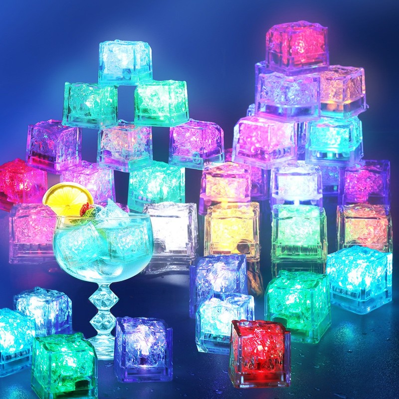 12 Pcs Light Up Ice Cubes RGB Multi Color LED Ice Cubes for Drinks Reusable gallery