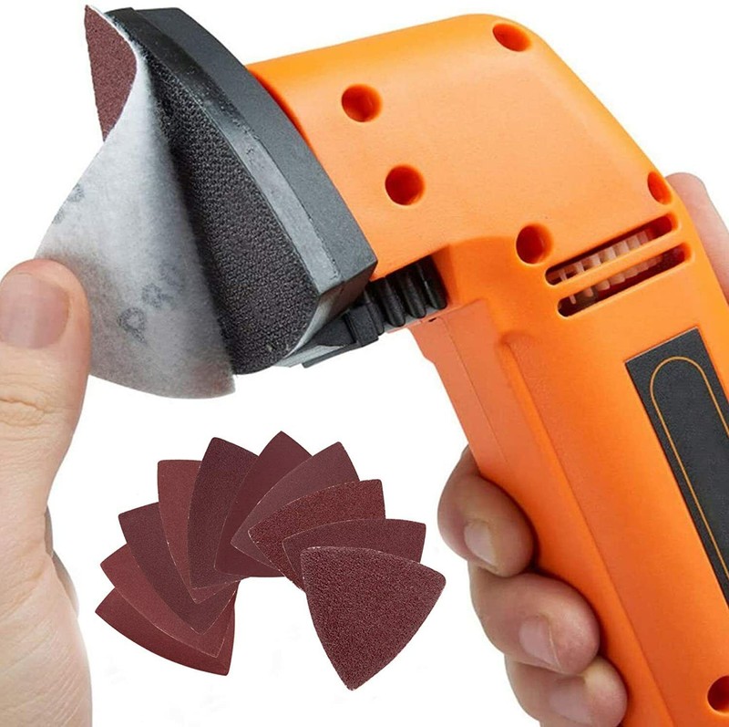 100PCS Multi-Tool Hook Loop Sandpaper Disc Triangle Sanding Pads for Oscillating gallery