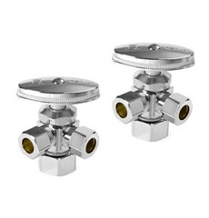 2 PCS Dual Compression Outlet Angle Stop Valve,1/2″ NOM (5/8″ OD) x 3/8″ x3/8″