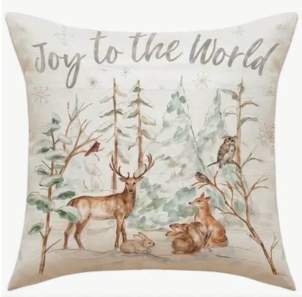 Deer Trees Winter Nordic Christmas Throw Pillow Cover Holiday Home Decor 18” gallery