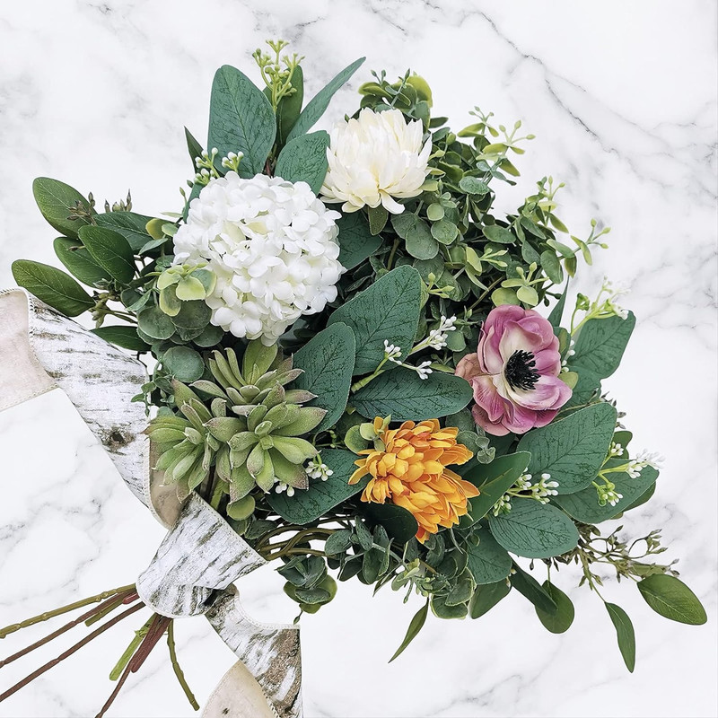 Mixed Eucalyptus Leaves Stems Bulk Artificial Eucalyptus Leaves Sprays Faux Oval gallery