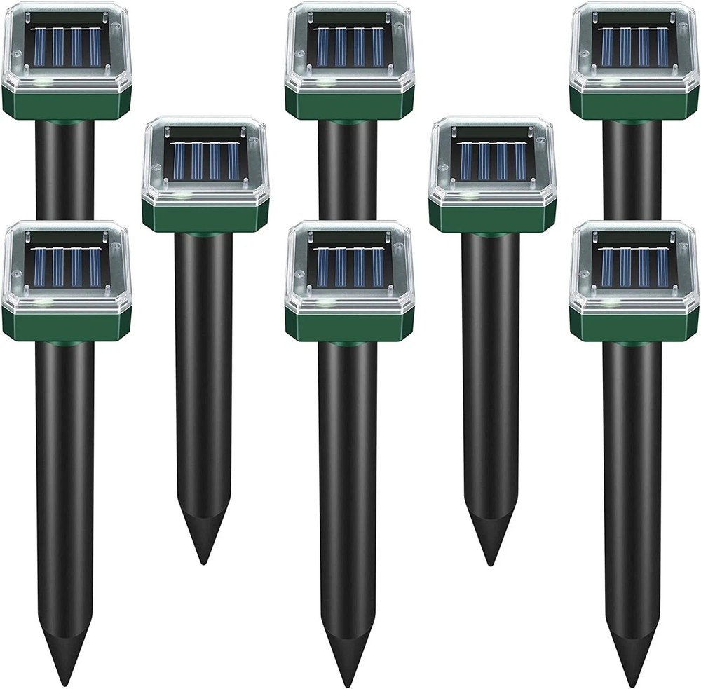 Mole Repellent Solar Powered 8 Pack Sonic Mole Deterrent Spikes for Lawn Garden