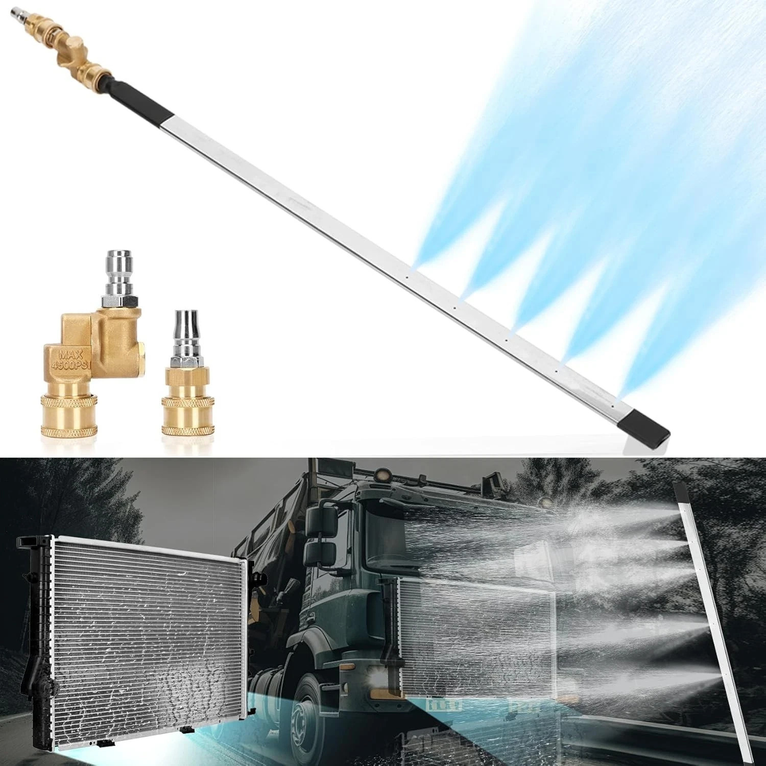 39" Pro Radiator Cleaning Wand Kit–Radiator Cleaner Tool with 5 Spray Nozzles + gallery
