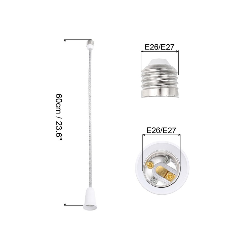 23.6 Inch E26/E27 Light Socket Extender for Medium Screw Base White gallery