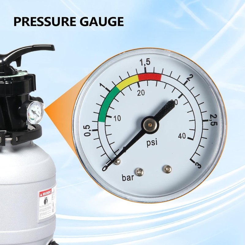 Above Ground Pool Sand Filter Pump Combo – 1/3HP, 2087GPH Flow, 24H Auto Timer gallery