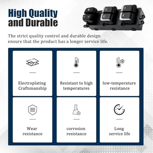 Window Door Power Switch w/Electroplating Front/Left Driver Side Compatible gallery