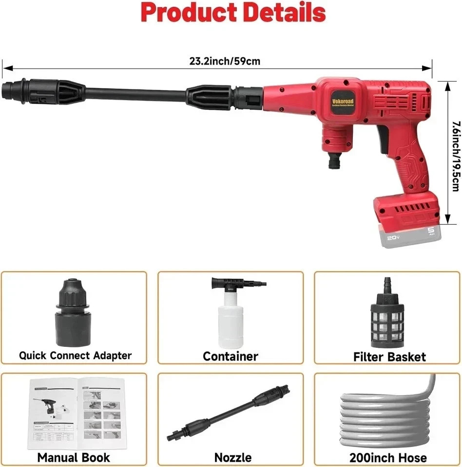 Cordless Pressure Washer for Milwaukee M18 Battery, Portable Cordless Power Wash gallery