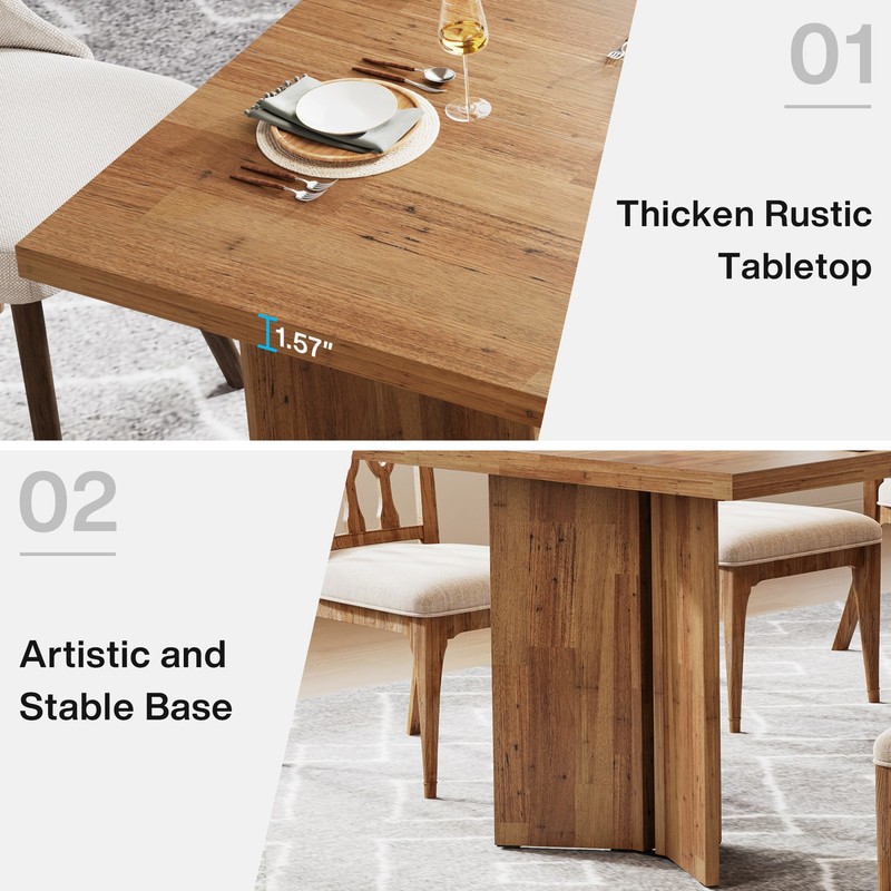 63-Inch Rectangular Dining Table for 4-6 People, Wood Farmhouse Kitchen Table gallery