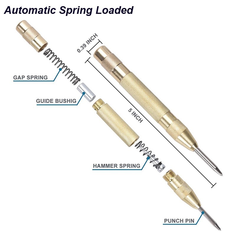 Automatic CENTER PUNCH Tool Adjustable Spring Loaded Super Strong Metal Drill gallery