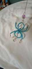Handmade Hanging Beaded Light Blue Spider Crystal Suncatcher Car Charm