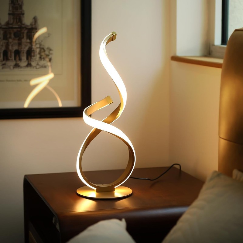 Bedside Table Lamp, LED Touch Dimmable Spiral Desk Lamp for Night Stands gallery