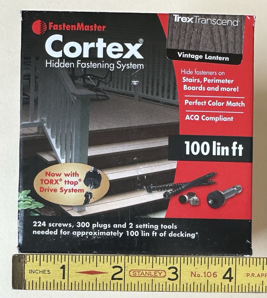 FastenMaster Cortex Hidden Fastening System: 224 screws, bits, plugs, Dark Gray