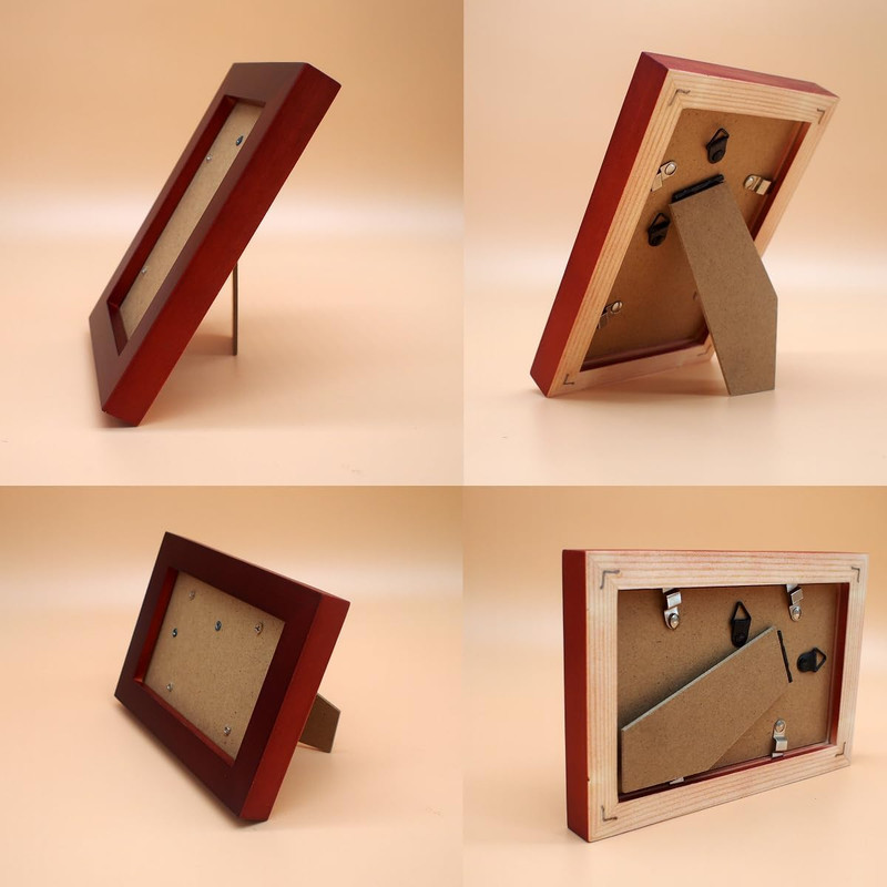 3X5 Inch Solid Wood Picture Frames Red | Acrylic Front | Back Loading Design | H gallery