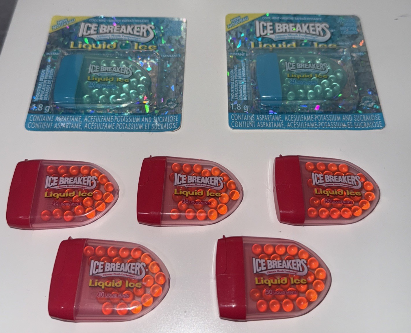 Ice Breakers Liquid Ice - Rare Mints!! STEAL!! 2 blue 5 red gallery