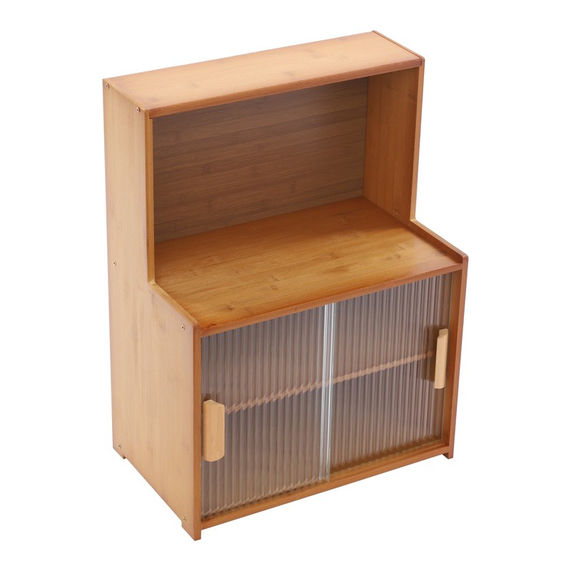 Kitchen Pantry Cabinet Small Storage Cabinet Cupboard with Sliding Glass Doors gallery