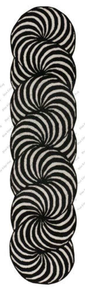 Wide Runner Optical Pattern 3'0''x12'0'' ft Handmade Tufted 100% wool Area Rugs