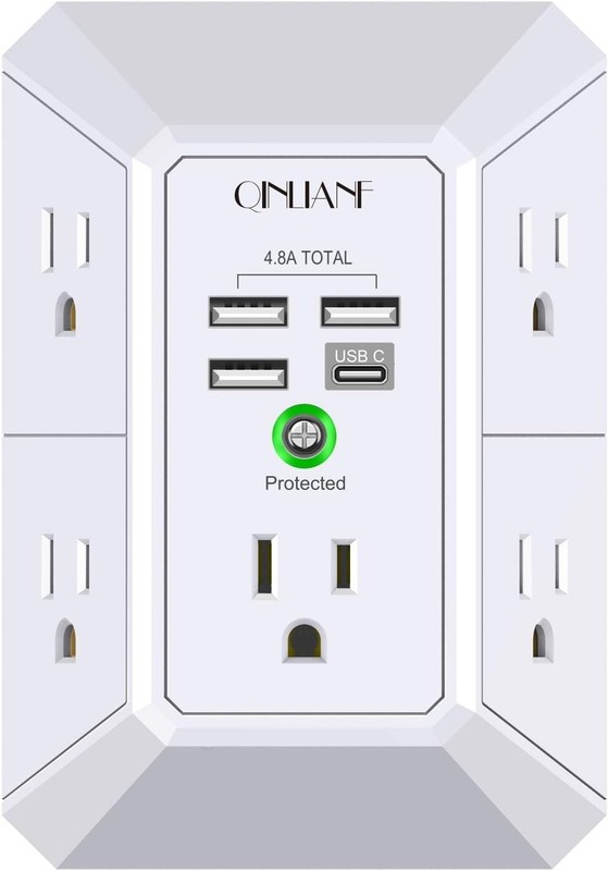 5 Outlet Extender Surge Protector Multi Plug Wall Adapter USB Charger Ports with gallery
