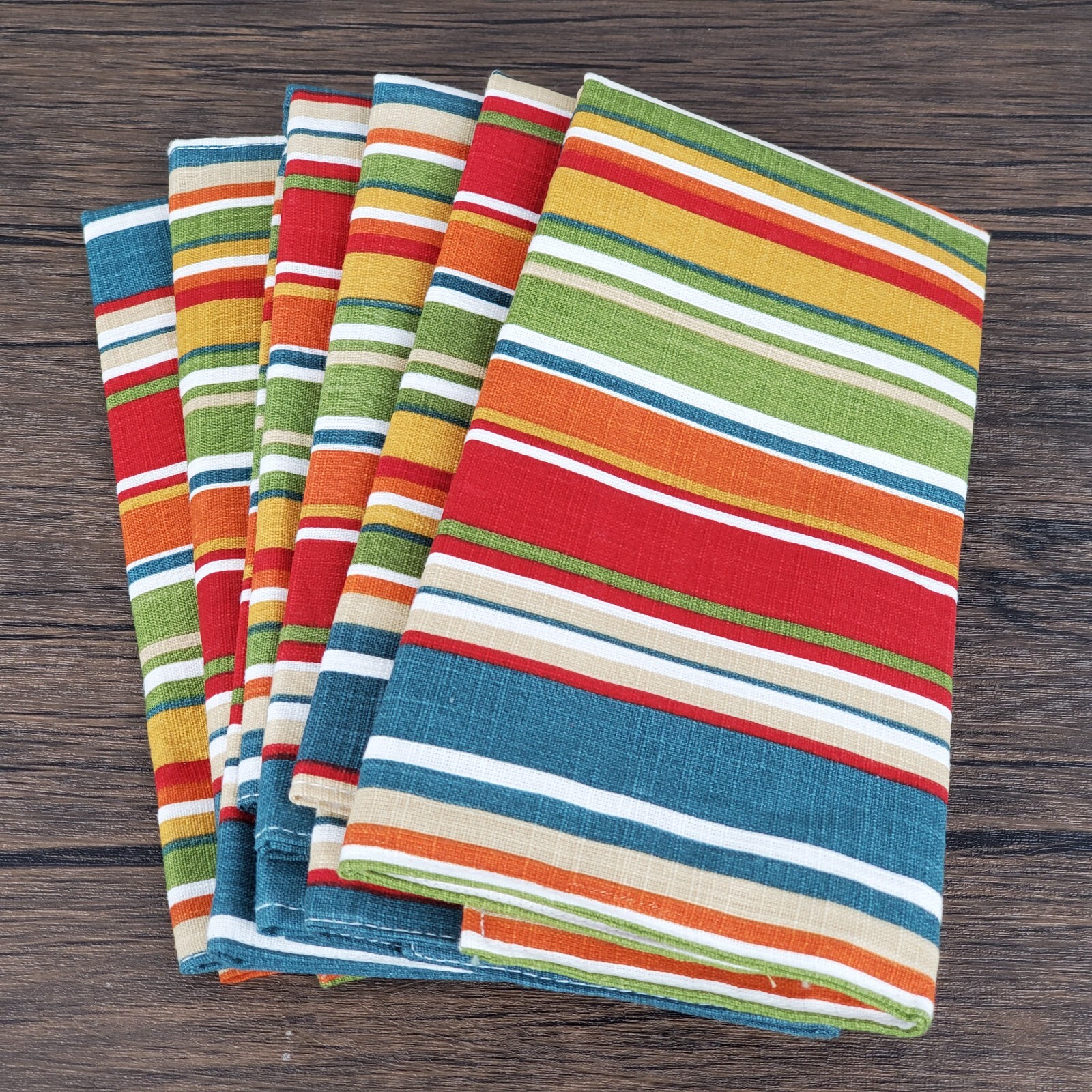 Gorgeous Ruvanti Placemats Multicolor Stripes 13" x 19" 100% Cotton Set of 6 gallery