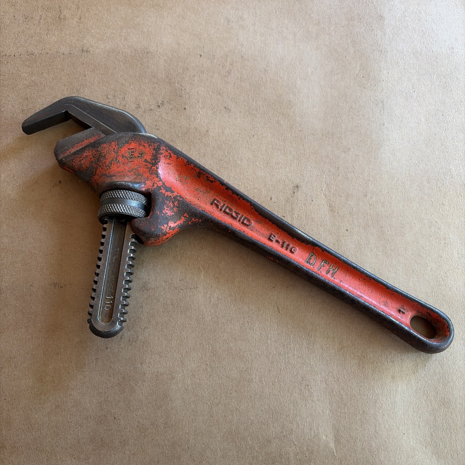 Vintage Ridgid E-110 10" Offset Smooth Jaw Pipe Wrench - Made In USA gallery