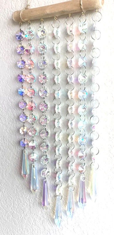 23" 7 Dangling Strands AB Crystal Prisms Suncatcher Curtain Sun Hanging New gallery