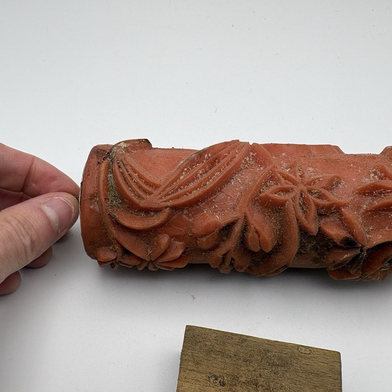 Patterned Paint Roller Wood-Mounted Stamp Pair Floral Design Vintage Home DIY gallery