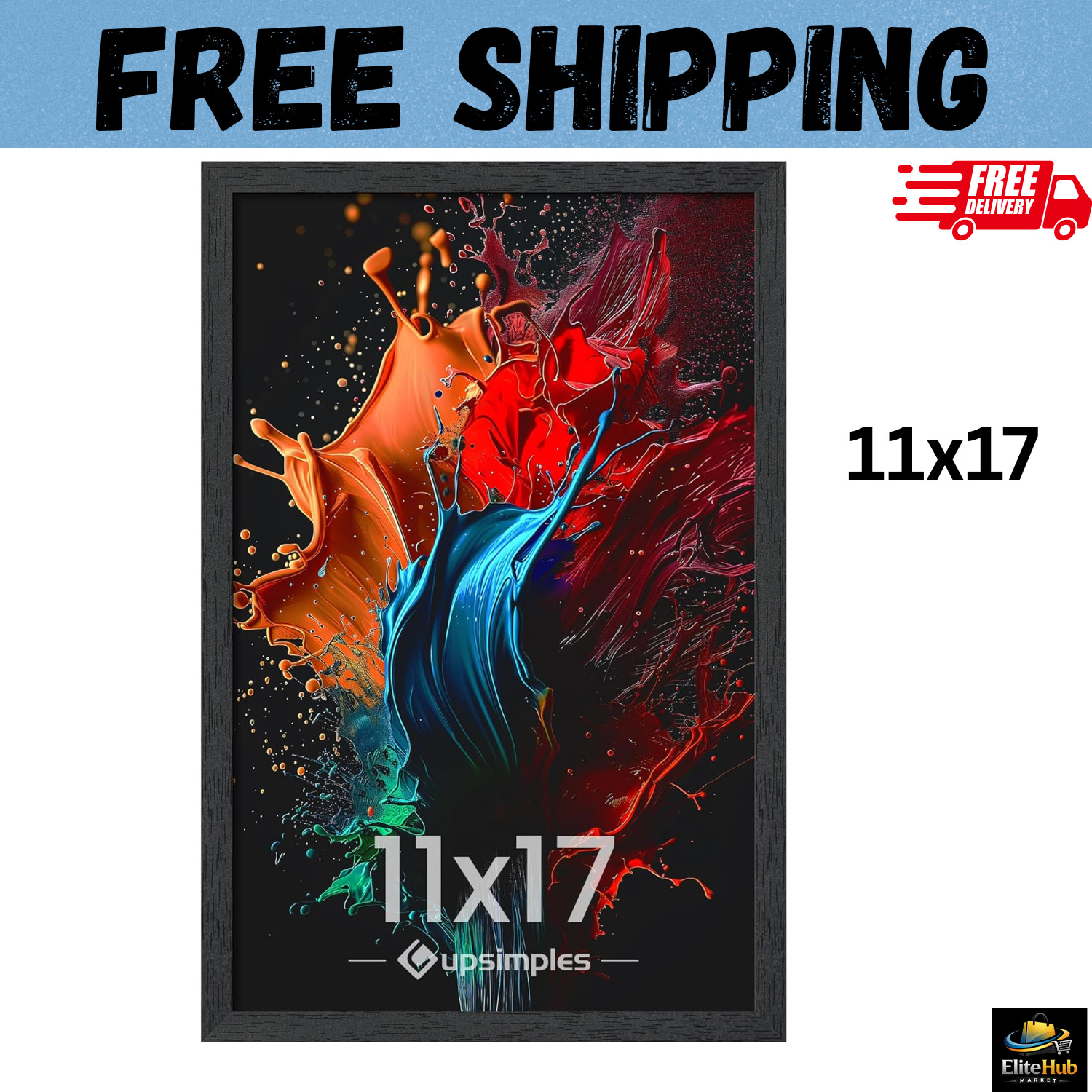 11X17 Picture Frame for Wall Black, Display Pictures 11X17 Poster Frame, Wall Si gallery