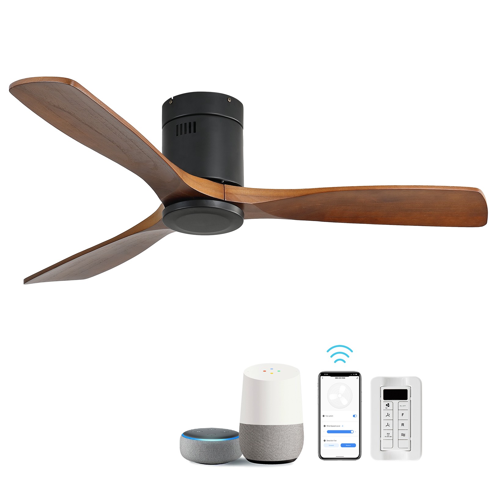 Smart Solid Wood LED Ceiling Fans with Remote & APP Control Indoor Outdoor Patio gallery