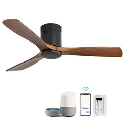 Smart Solid Wood LED Ceiling Fans with Remote & APP Control Indoor Outdoor Patio