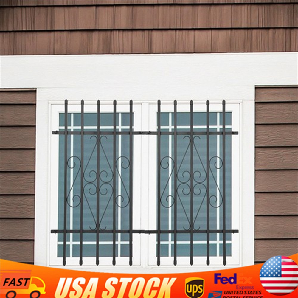 2Pcs 24"x 36" Window Security Bar Guard Black Iron Safety Steel Bar Guard Grills gallery