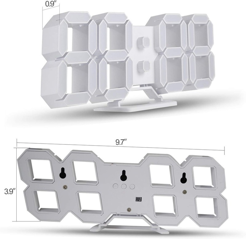 Versatile 3D LED Wall Clock with Temperature Display - 9.7", Remote Controlled gallery
