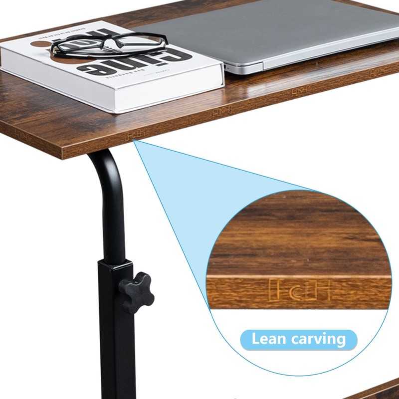 Rolling Adjustable Height Side Table 15MM Chipboard Steel Baffle gallery