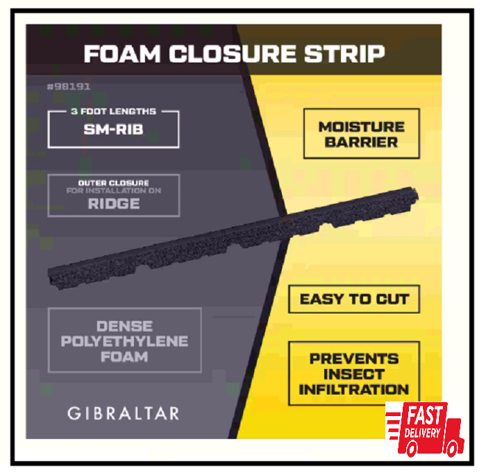 3 ft. Black Closure Strip Foam for SM-Rib Roof (4-Pack), Weatherproof Seal gallery